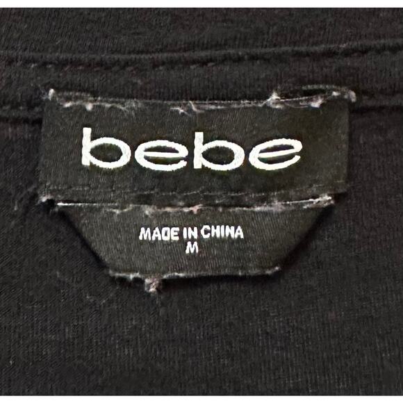 2/$15 Vintage Y2K Bebe Crystal Logo Rainbow Rhinestone Top Black Spellout Size M - Picture 9 of 11